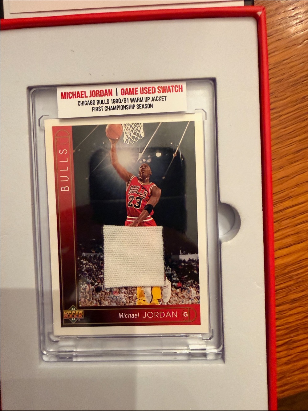 Michael Jordan Bulls Game Used Swatch Card - Red & White